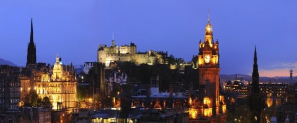 Looking across the city of Edinburgh at dusk, viewed from Calton Hill Looking across the city of Edinburgh at dusk, viewed from Calton Hill