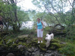 Michelle and the dogs at Llanberis Lake