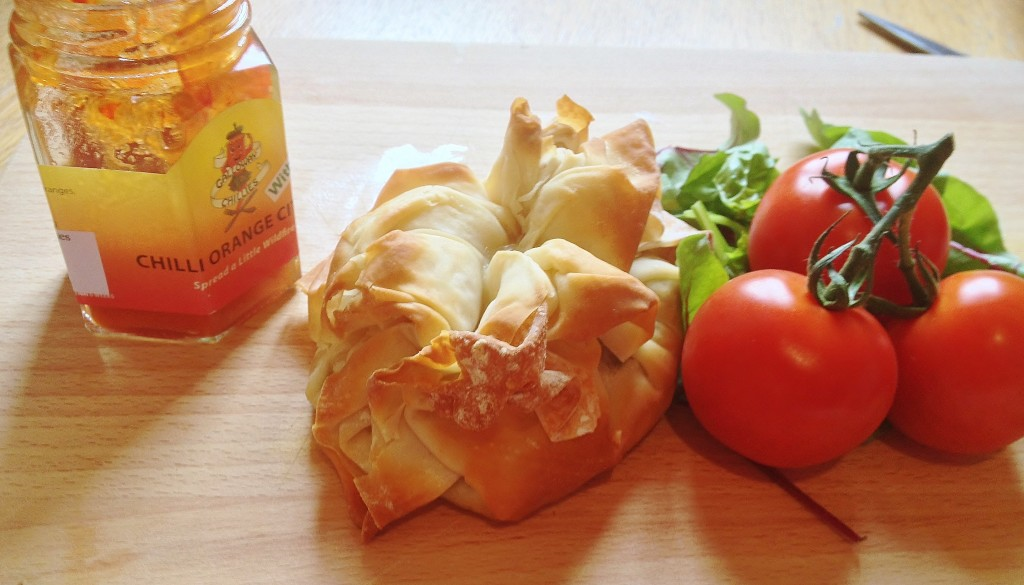 haggis and goats cheese filo parcels