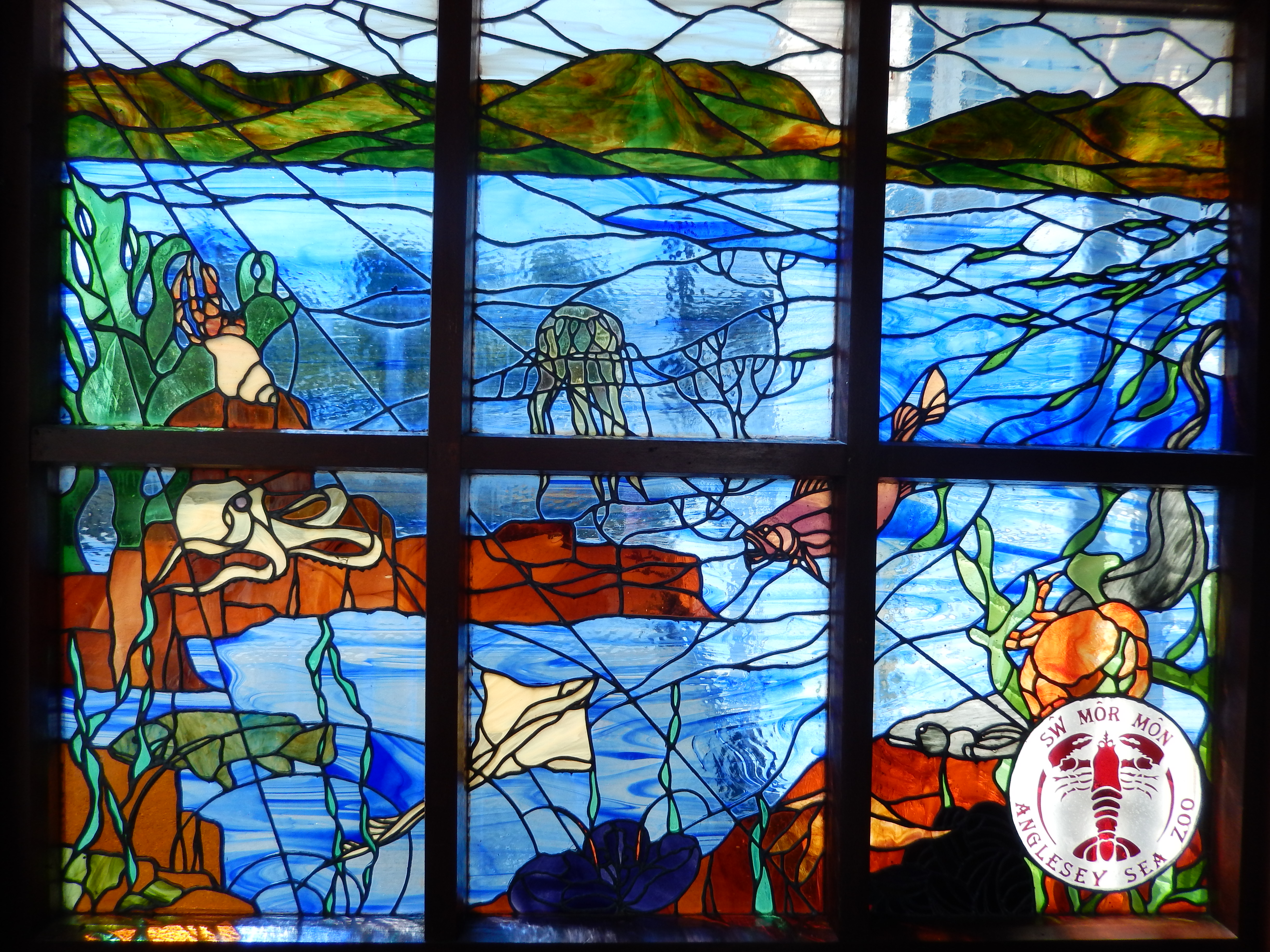 Beautiful stained glass windows at Anglesey Sea Zoo