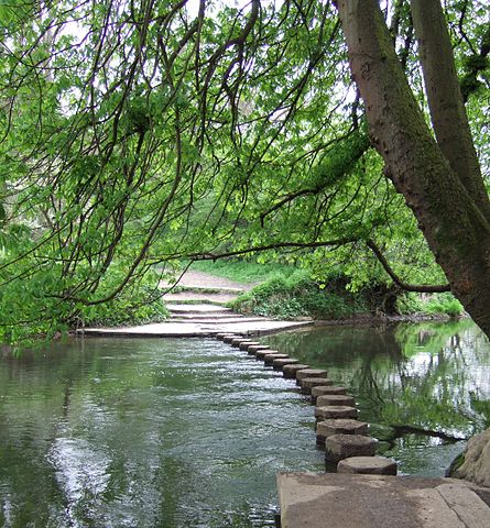 The Stepping Stones Crossing on the River Mole that is part of the North Downs Way