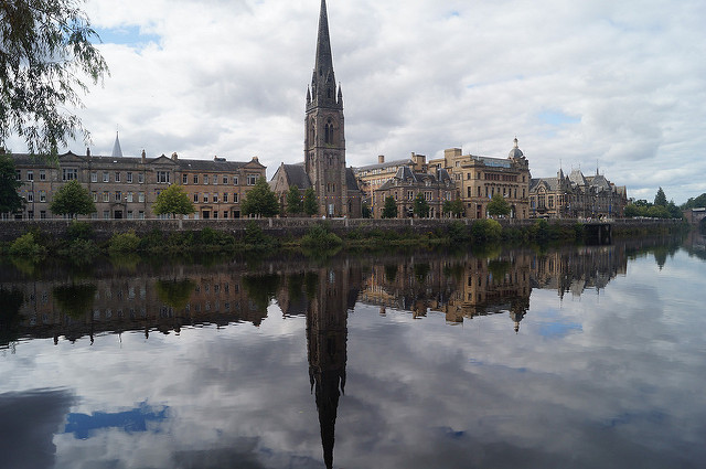 Perth from the River Tay in Perthshire