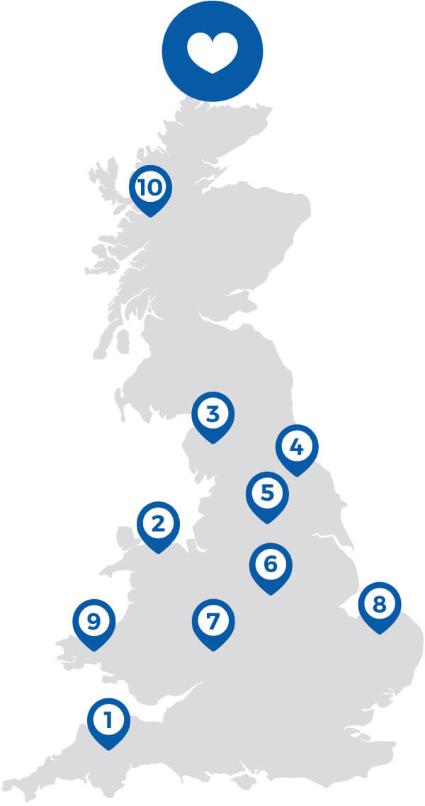 Top 10 most popular regions for a UK holiday