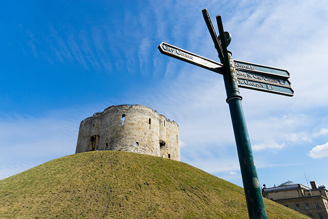 View of Cliffords Tower in York, North Yorkshire