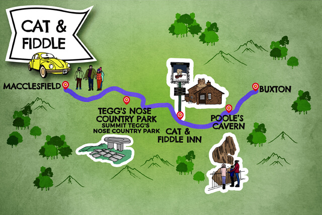 Cat & Fiddle road trip map