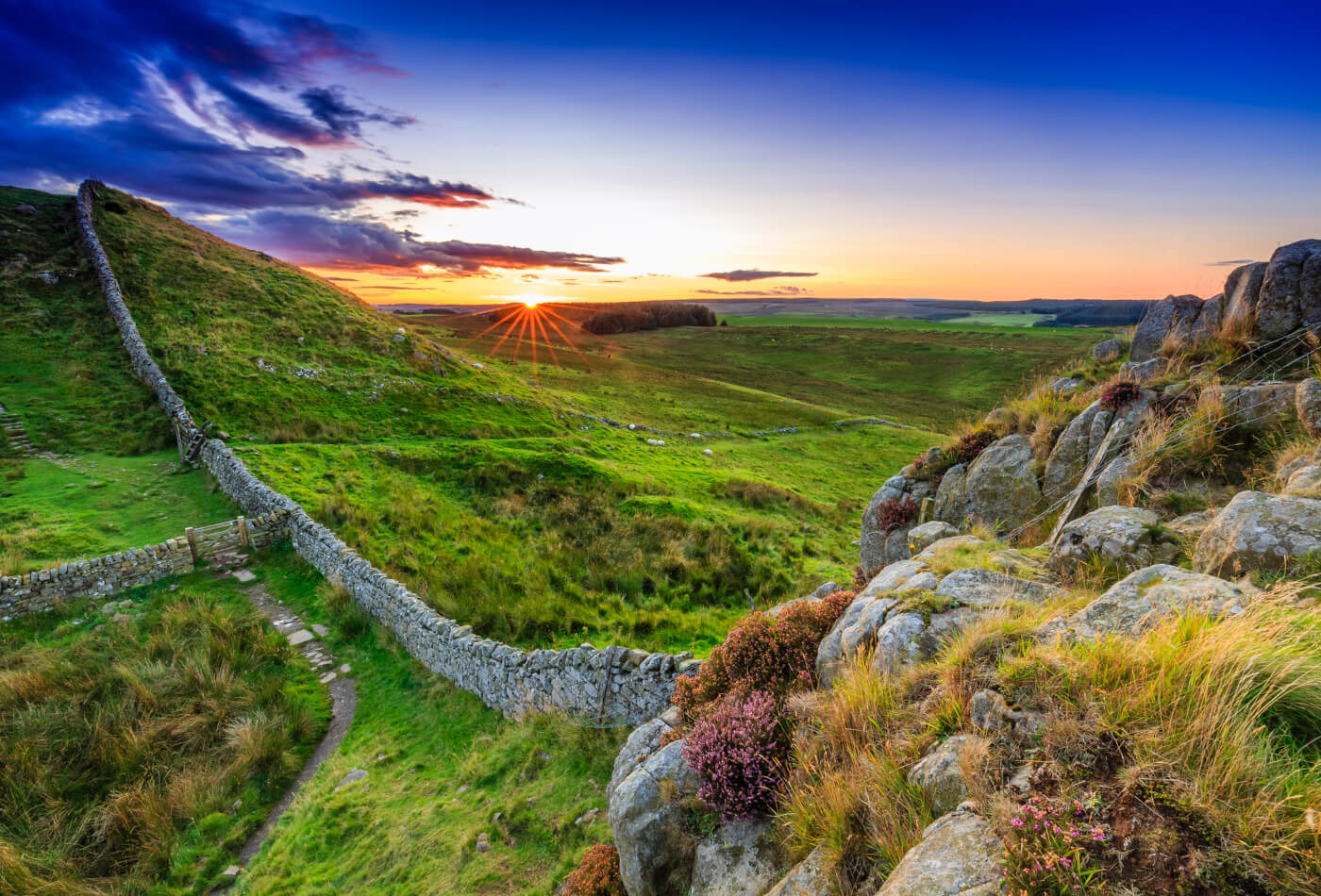 Hadrian's Wall at sunset