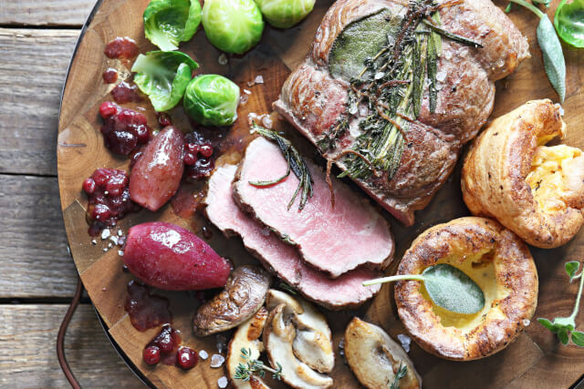 Roast beef and Yorkshire puddings