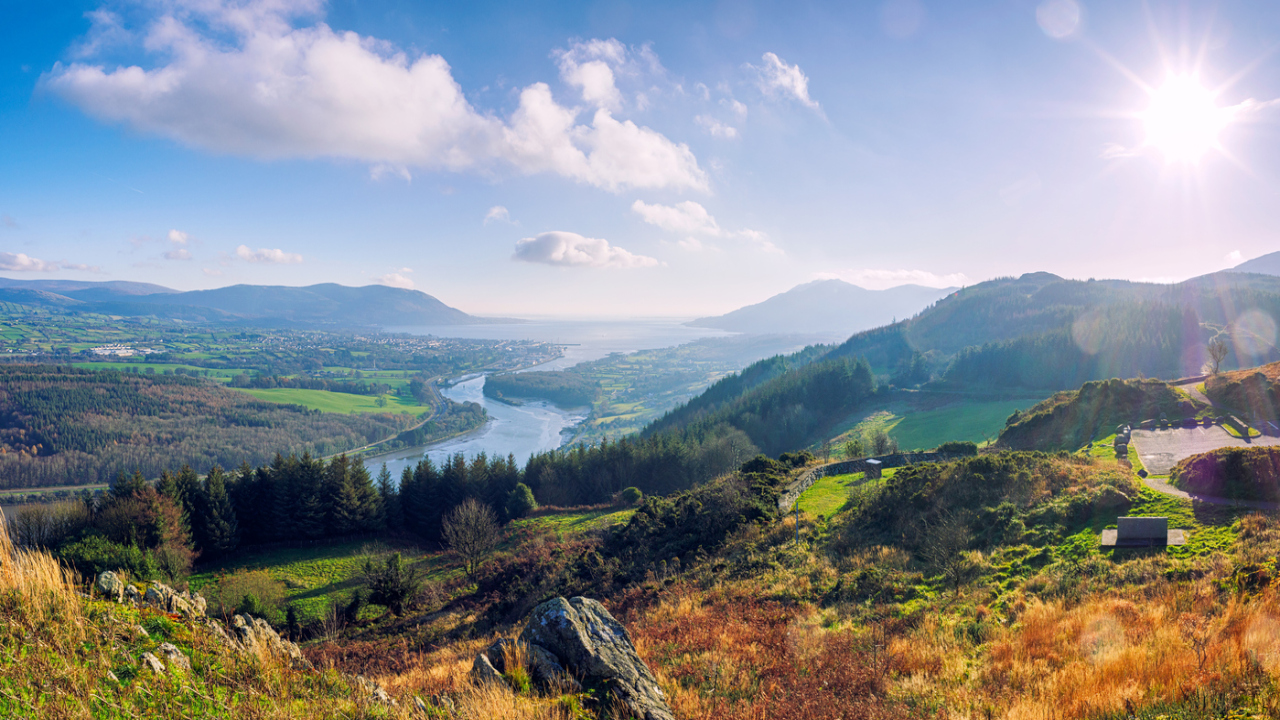 Panoramic view of Newry area from Flagstaff viewpoint, Northern Ireland