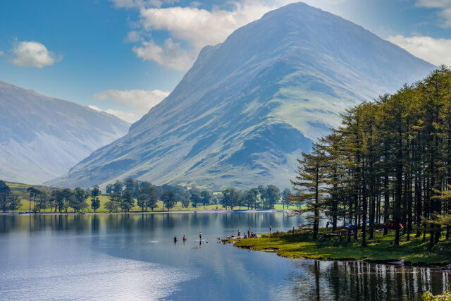 people wild swimming in buttermere lake district