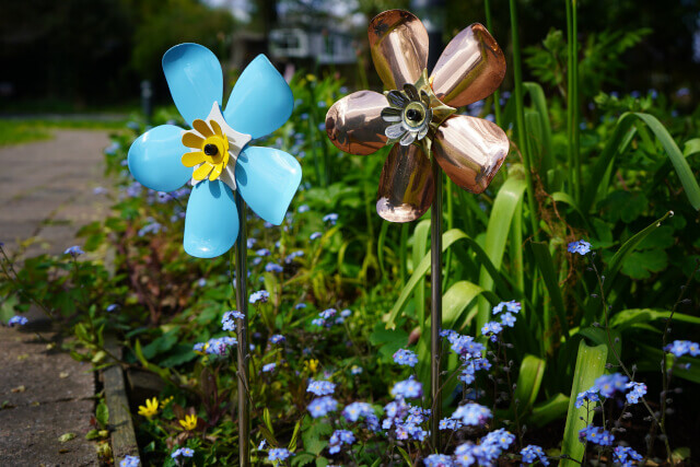 Flower Appeal blue and copper flowers