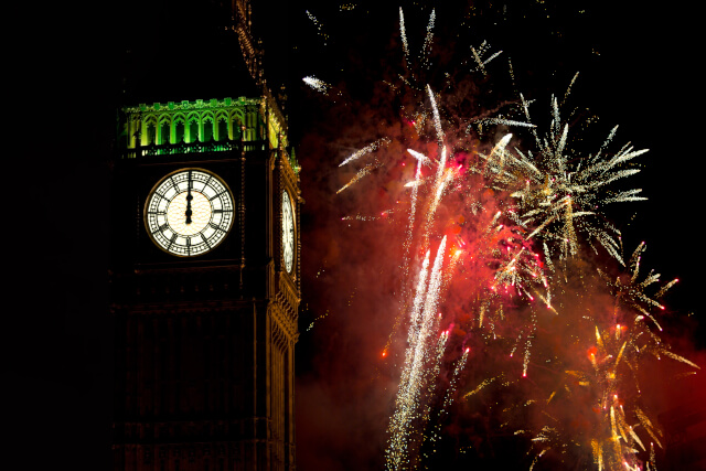 Fireworks near Big Ben, London