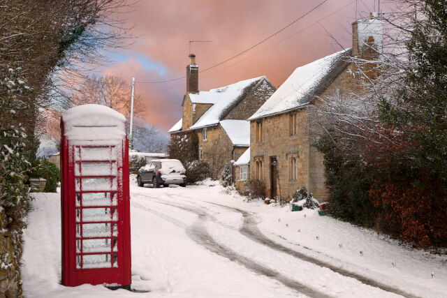 Snowy Cotswolds Village
