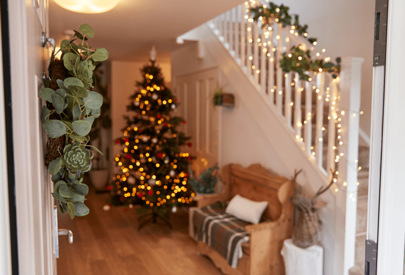 christmas tree in hallway