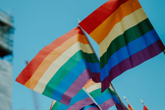 pride flags waving