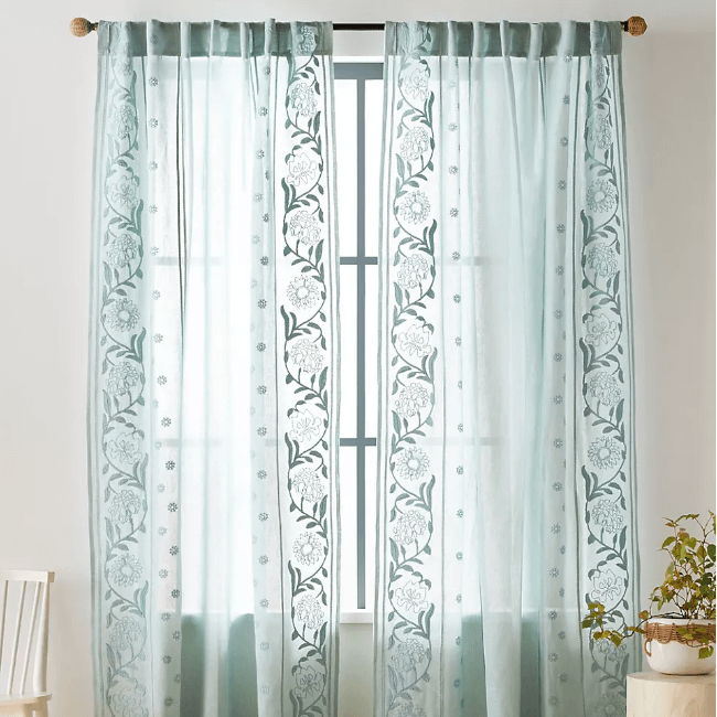 Embroidered Floral Curtain
