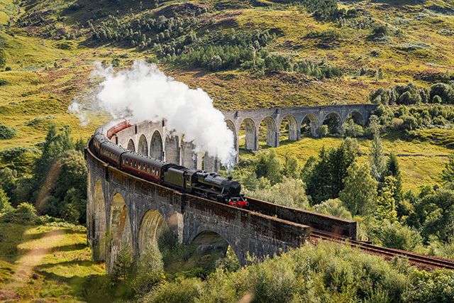 Steam Train crossing Glenfinnan Viaduct