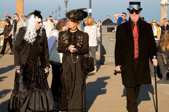 People walking at Whitby Goth Weekend