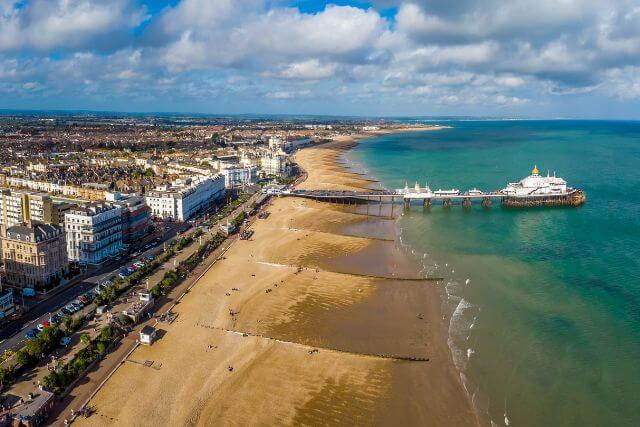 Aerial shot of Eastbourne Beach