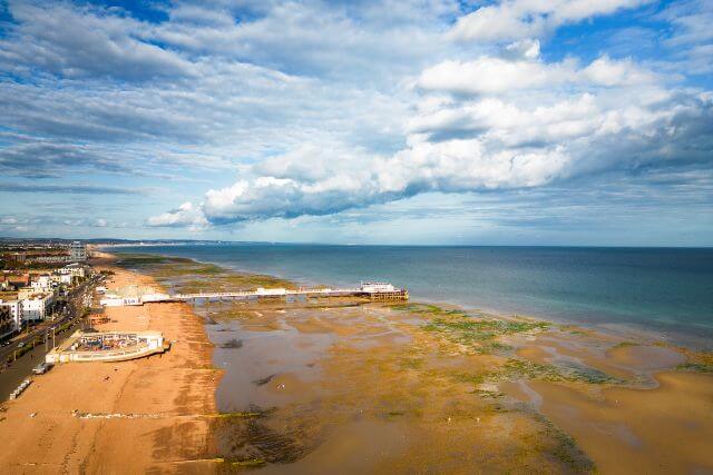 Aerial shot of Worthing Beach