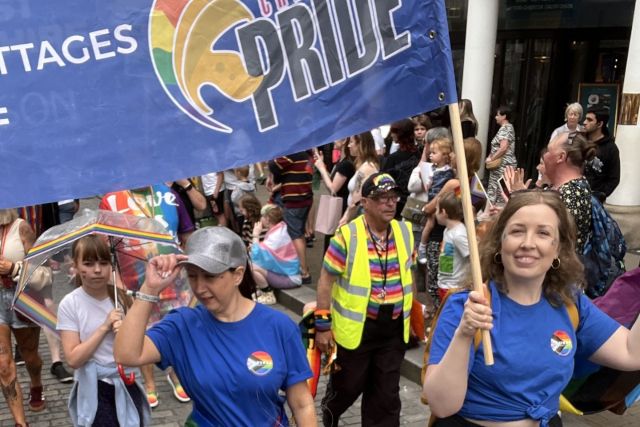 Sykes Team marching in Chester Pride's parade
