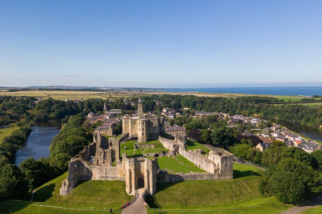 View across Warkworth Castle