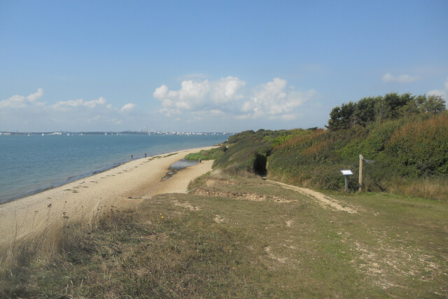 The sands of Brownwich Beach in Hampshire