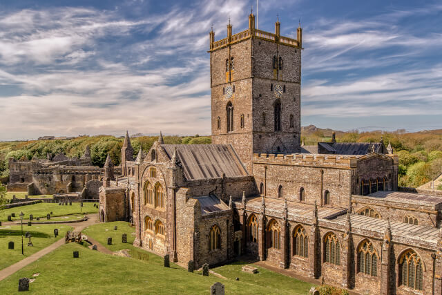 A view of St Davids Cathedral in St Davids, South West Wales