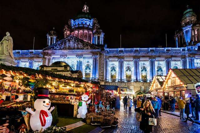 Christmas markets at Belfast City Hall, Northern Ireland.