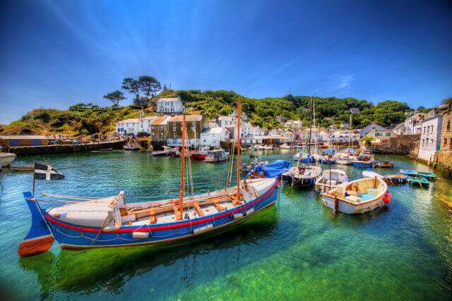 Looking into Polperro Harbour on a summers day in Cornwall