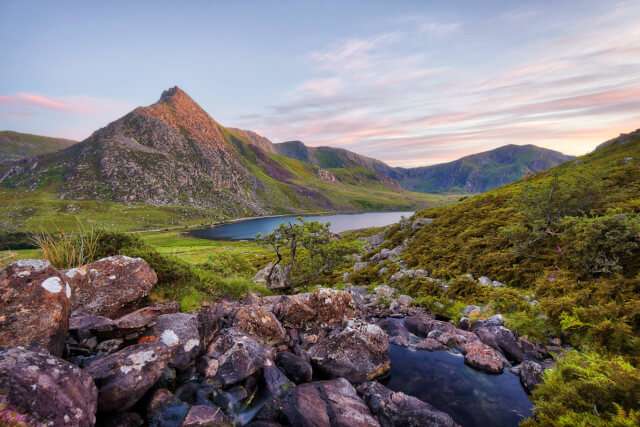 A view of Tryfan at sunset in Snowdonia National Park (Eryri), North Wales