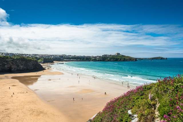 Beach in Newquay along the North Cornish coast.