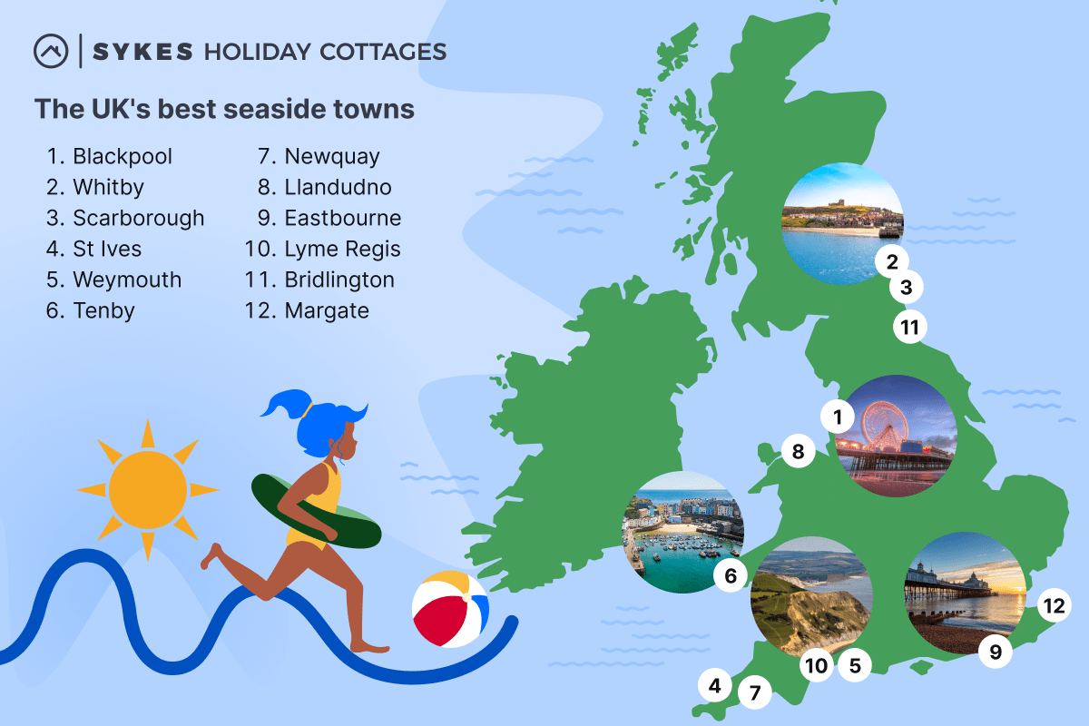 The best seaside towns on a map on desktop view.