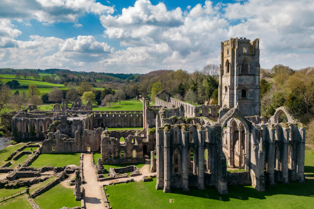 Ruins of Fountains Abbey near Boroughbridge, North Yorkshire
