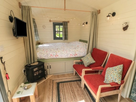 Bedroom area at Sheep Cote Shepherds Hut.