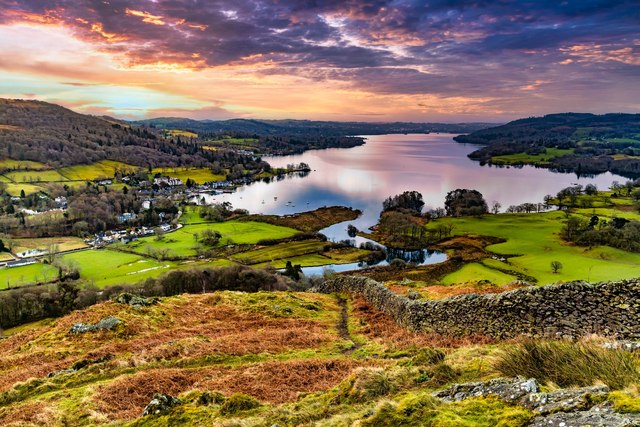 Ambleside, Cumbria, with the scenery of the Lake District