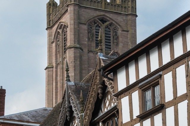 Historic buildings in Ludlow, Shropshire.