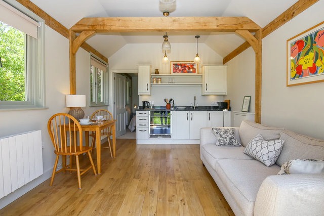 Open-plan living space at The Lodge at Mortons.