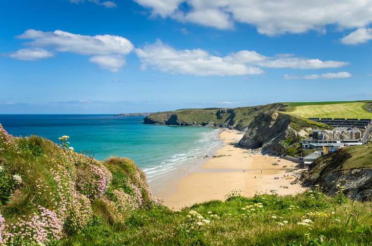 Coast of Cornwall on a Clear Spring Day.