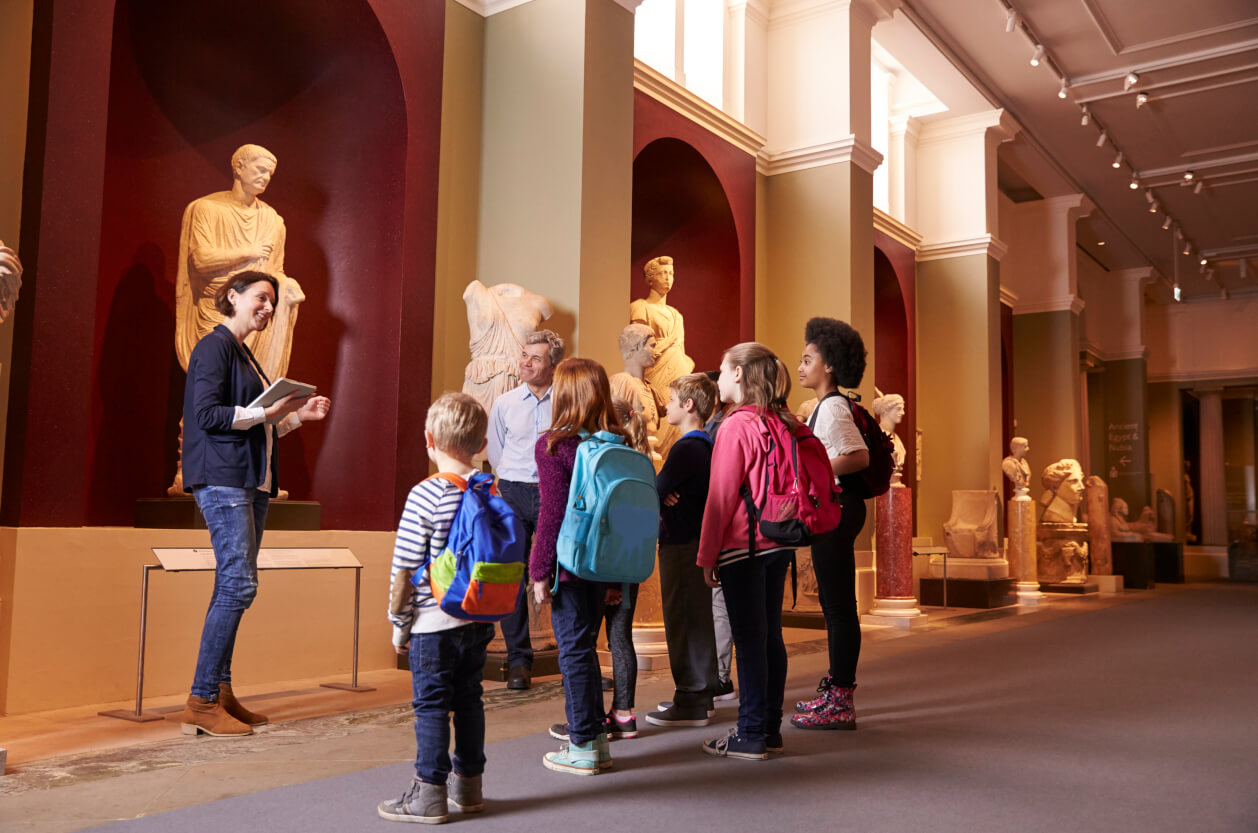 A group of people visiting a museum