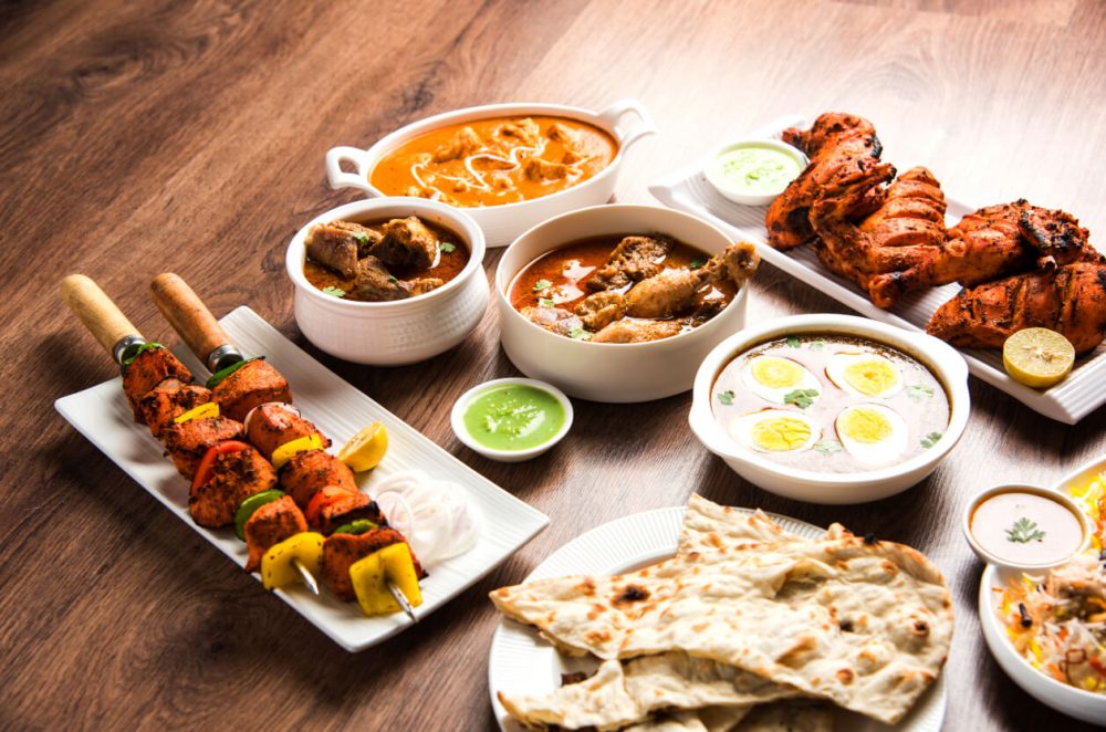 A variety of Indian dishes