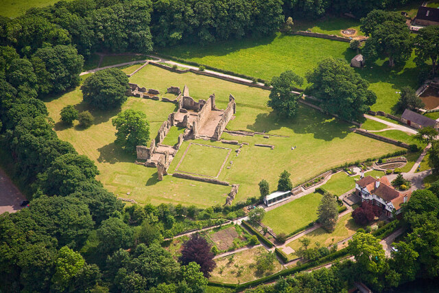 Aerial view of Basingwerk Abbey