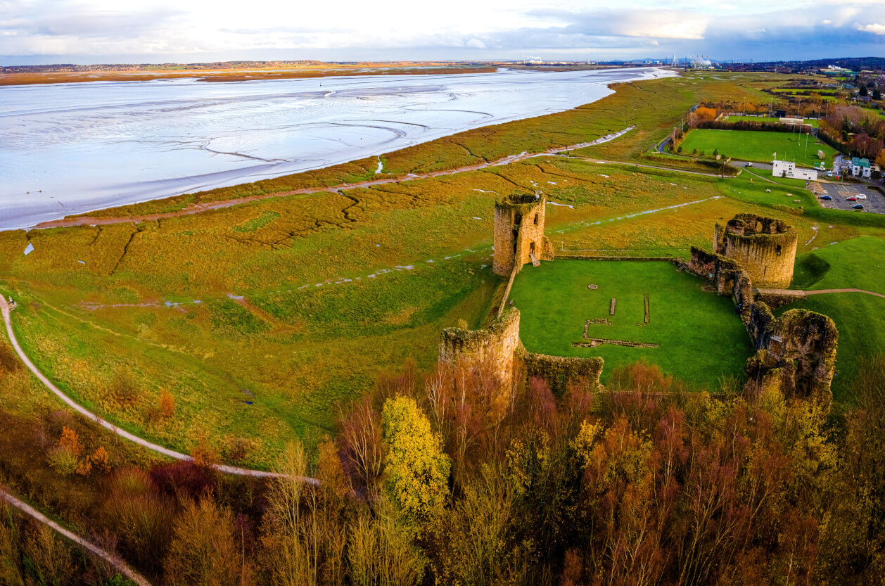 Aerial view of Flint Castle