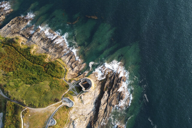 Aerial view of Rosleand Coast Cliffs