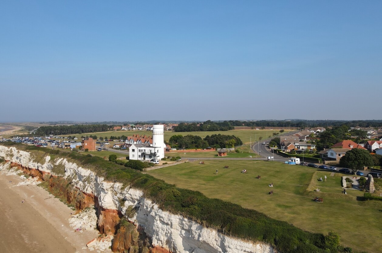 Old lighthouse Hunstanton UK aerial drone view