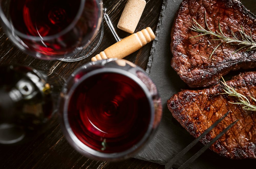 steak and wine dinner