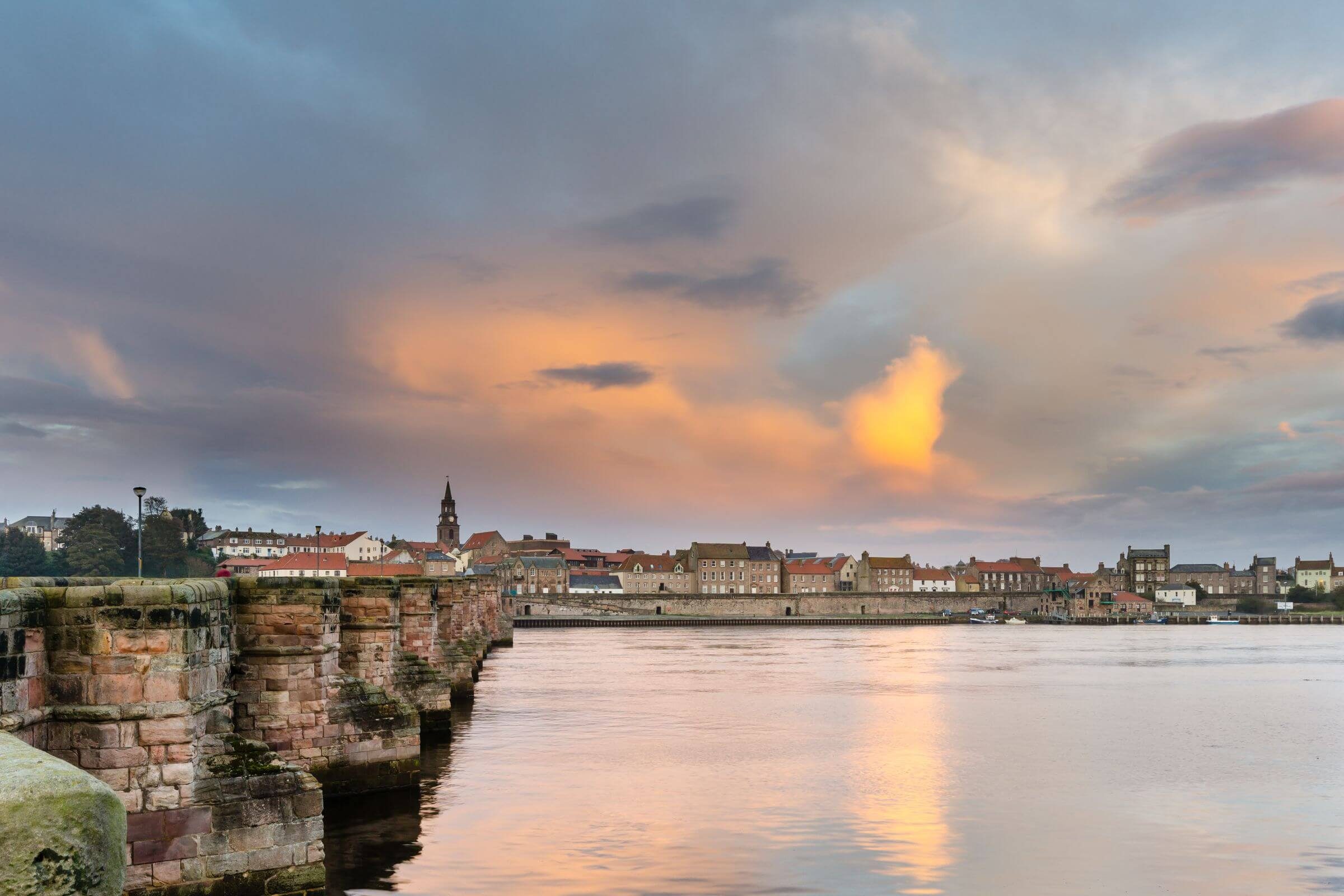 Berwick-upon-Tweed Bridge and River Tweed