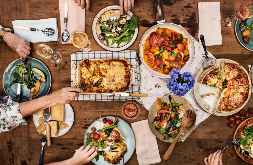 Carlo's Restaurant table of italian food