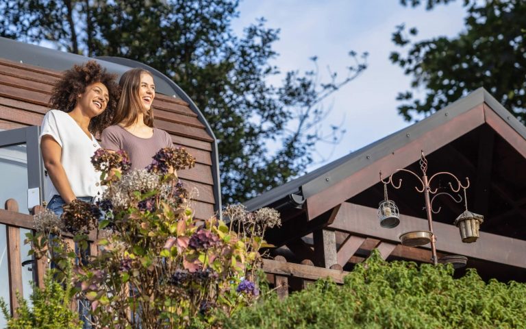 Couple enjoying the views at a holiday cottage