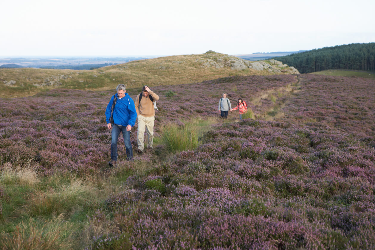 couples Hiking Across Moorland