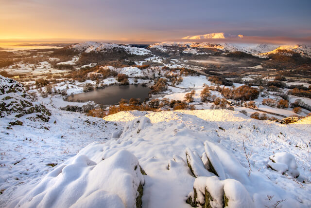 Views from Loughrigg Fell in the snow